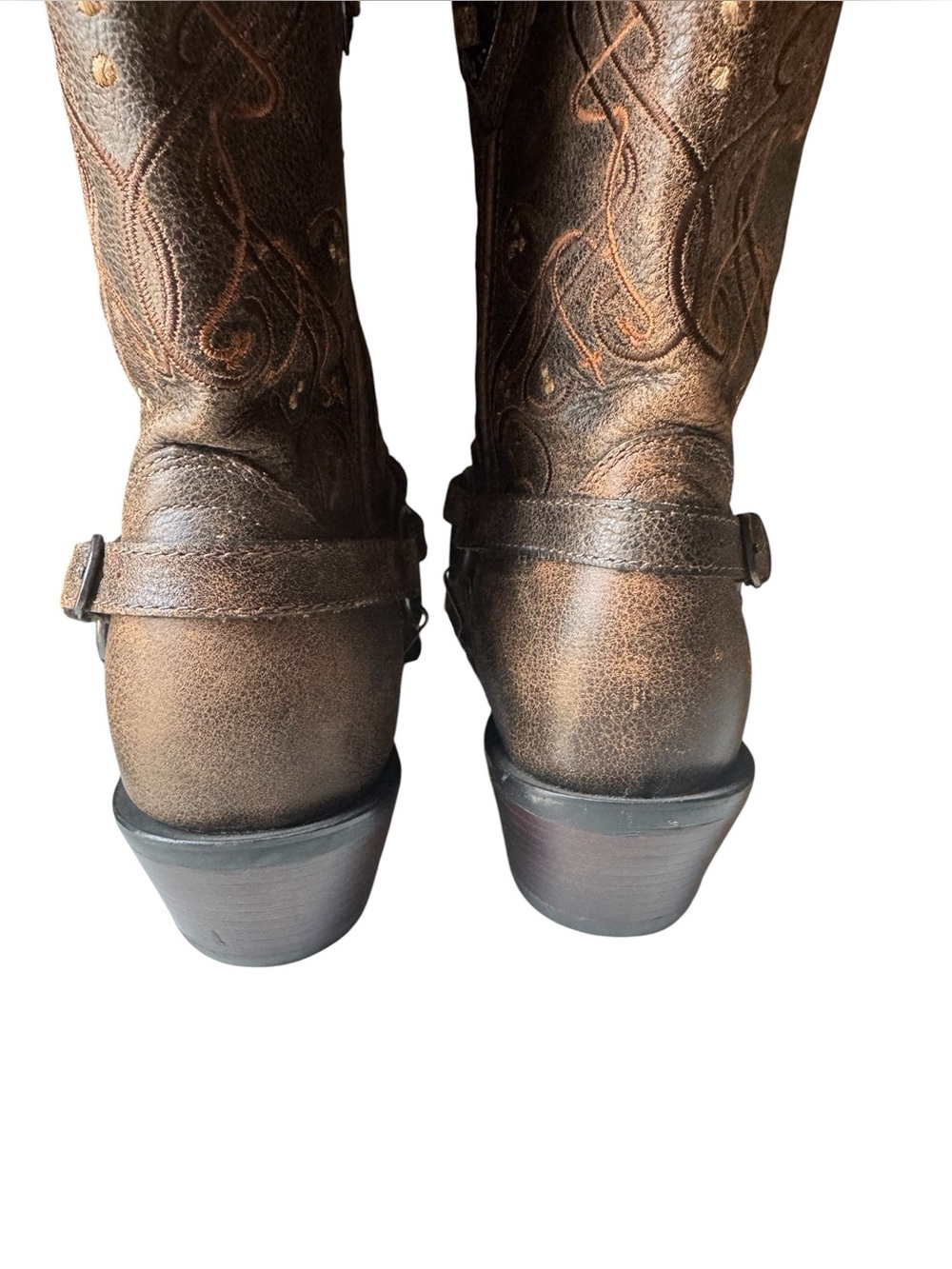 Crush by Durango Heartbreaker Brown Leather Cowboy Boots Heart Concho - Picture 2 of 9